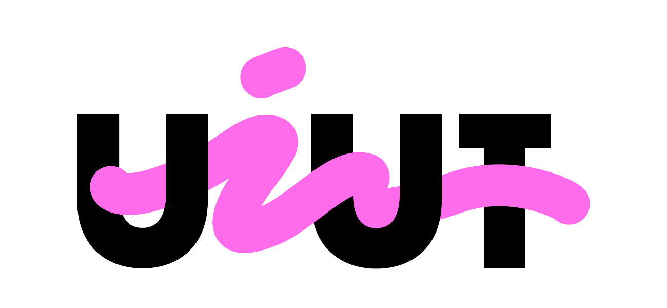 发丝线条超级符号：粉色发丝穿插 UIUT 字母
